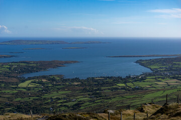 panoramic view from mount gabriel over ireland and the atlantic