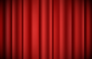Red theater silk curtain abstract background. Vector