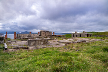 The ruins of Lenan Head fort at the north coast of County Donegal, Ireland.