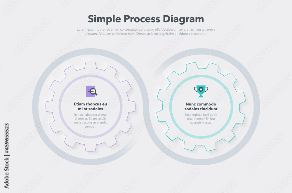 Leinwandbilder Modern gear business process diagram with 2 steps. Easy to use for your website or presentation.