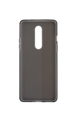 Protective smartphone case made of dark silicone with a cutout for the camera and flash. Isolated on a white background, close-up