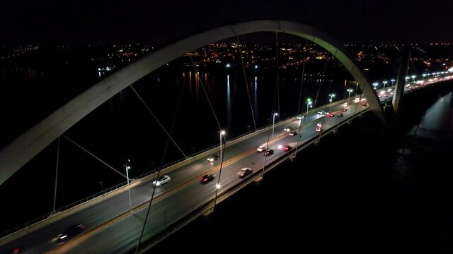 Night view of Juscelino Kubitschek bridge, Brasilia city, Brazil. Night view of Juscelino Kubitschek bridge, Brasilia city, Brazil. Night view of Juscelino Kubitschek bridge, Brasilia city, Brazil.