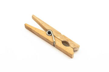 wooden clothespin on spring close-up
