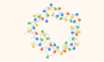 Christmas garland, Christmas lights, bulbs, flags, decorations, holiday, colorful lights, winter holidays, winter, December, Christmas, led bulbs