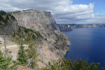 Crater Lake National Park famous for its deep blue color and water clarity, Oregon, United States, popular tourist destination
