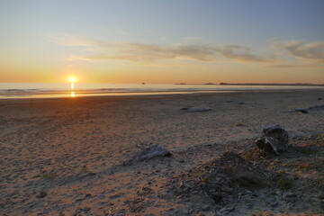 Obraz premium Beautiful sunset on the beach in Crescent City, California, United States