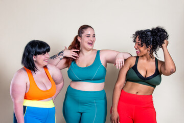 Plus size women making sport and fitness