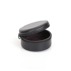 Leather black case isolated on white background