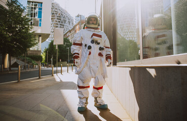 spaceman in a futuristic station