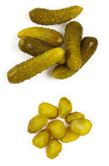 small pickled cucumbers isolated on white backrgound