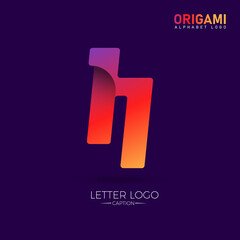 Technology Type Gradient Origami Style H Letter Logo