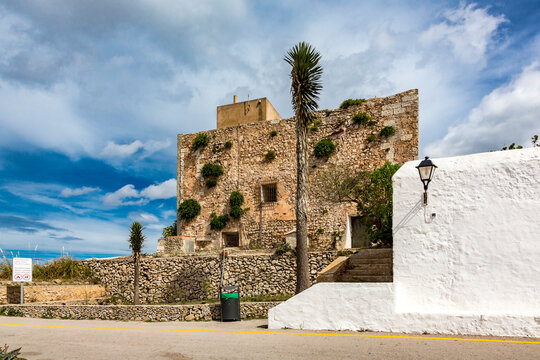 Spain, Balearic Islands, Menorca, Es Mercadal, Stone building in Sanctuary of Virgen del Toro