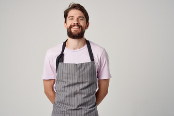 man in apron cooking service restaurant professional