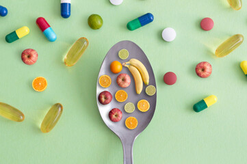 Multivitamins and mineral fruit concept