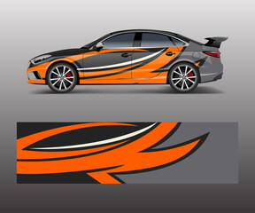 Fototapeta premium Abstract Sport racing car wrap decal and sticker design. vector eps10 format.