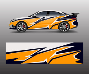 Fototapeta premium Car wrap decal design vector. Graphic abstract racing designs for vehicle, , race, adventure template design vector