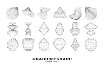 Abstract Geometric icon, shape collection. Line gradient vector illustration. Trendy hipster logotypes. Web design elements.