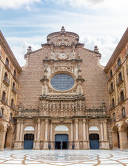 Facade of the entrance to the Montserrat Monastery in Barcelona, Catalonia, Spain