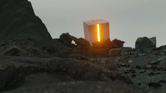 Icelandic black rock scifi landscape