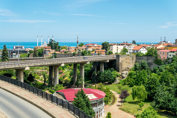 Fototapeta na wymiar Beautiful city panorama of the ancient Turkish city of Trabzon