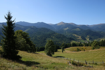Fototapeta na wymiar Beautiful view of landscape with mountain hills