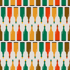 Seamless pattern of multi-colored bottles. Vector illustration.