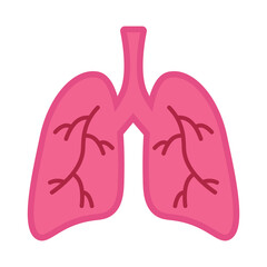 Lungs human internal organ Vector Icon Design Template. Covid-19. Human lungs. Sars disease, coronaviruses in the lung. The coronavirus causes the severe illness SARS. Pulmonary hypertension.