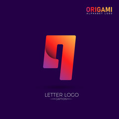 Colorful Fashion and Beauty Type Origami Style Alphabet Q Logo