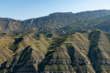 Fototapeta na wymiar Aerial view of mountains in Dagestan