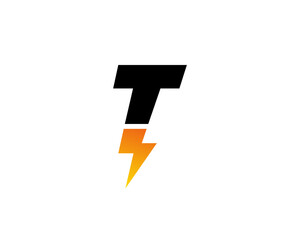 Letter T with lightning logo icon design template elements