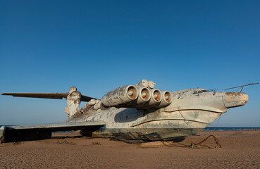Old plane on a shore