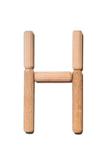 Wooden letter H alphabet set including multiple punctuation
