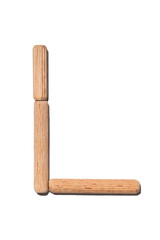 Wooden letter L alphabet set including multiple punctuation