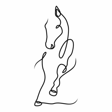 Running black line horse on white background