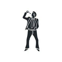 Singer Man Icon Silhouette Illustration. People Sing Vector Graphic Pictogram Symbol Clip Art. Doodle Sketch Black Sign.