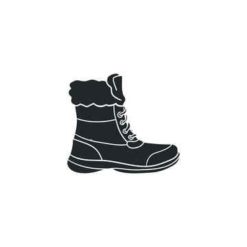 Winter Boot Icon Silhouette Illustration. Snow Shoe Vector Graphic Pictogram Symbol Clip Art. Doodle Sketch Black Sign.