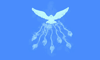 Duch Święty - błękitne tło - obrazy, fototapety, plakaty