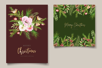 Hand drawn watercolor christmas background