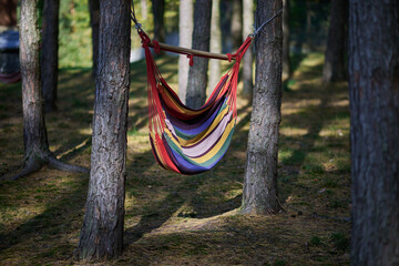 Colorful hammock at the forrest