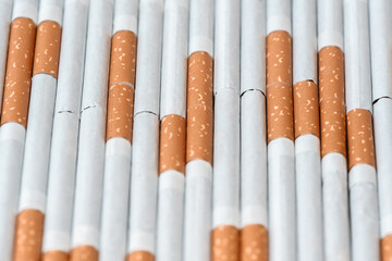Cigarette production. Abstraction with cigarettes. Tobacco