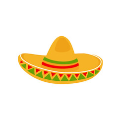 Mexican sombrero hat isolated on white background
