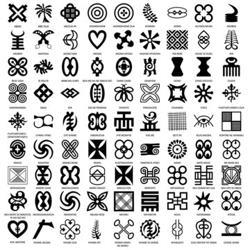 African symbols adinkra for fabric, logo