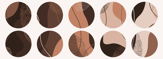 Social media highlight with abstract skin tone colors, hand painted shapes.	