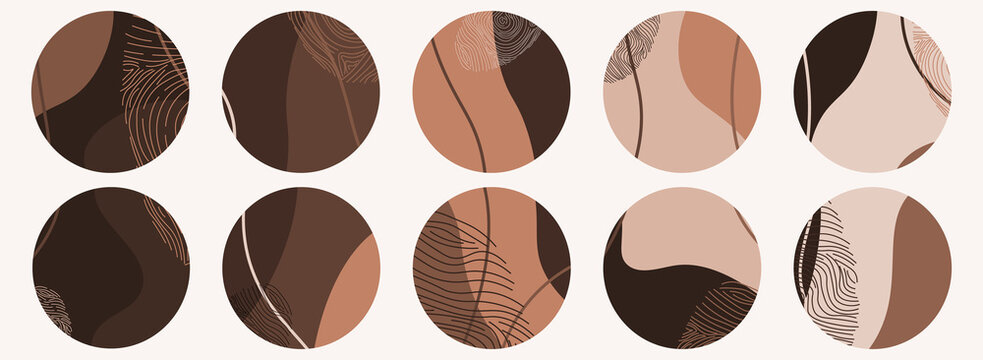 Social Media Highlight With Abstract Skin Tone Colors, Hand Painted Shapes.	