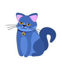 Illustration of a cute Russian blue grey cat