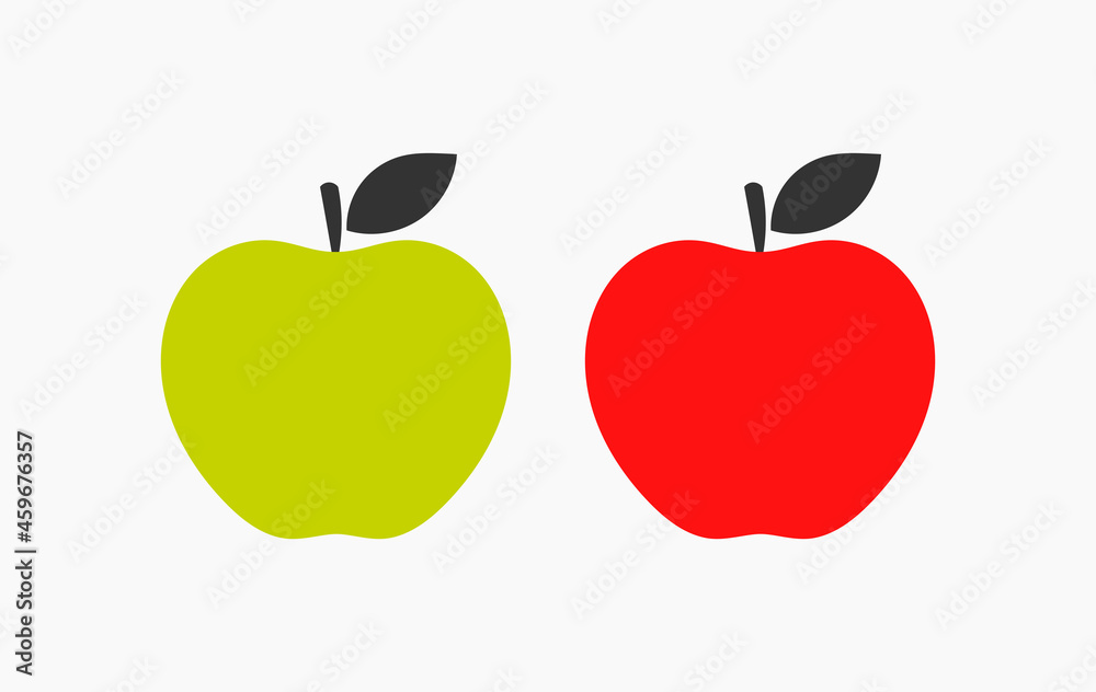 Wall mural red and green apples icons.
