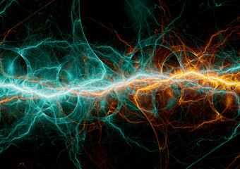 Fire and ice lightning background, abstract electrical plasma