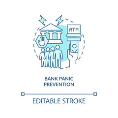 Bank run prevention concept icon. Crisis, bunkruptcy preventive measures. Systemic failure abstract idea thin line illustration. Vector isolated outline color drawing. Editable stroke