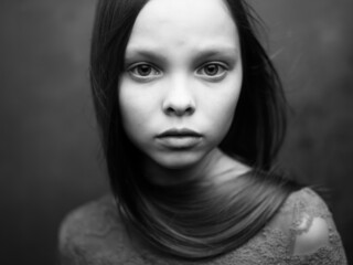 loner attractive look face close-up black and white photo