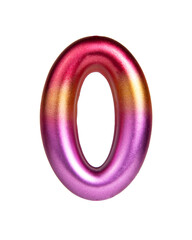 Multicolor zero 0 number isolated on the white background
